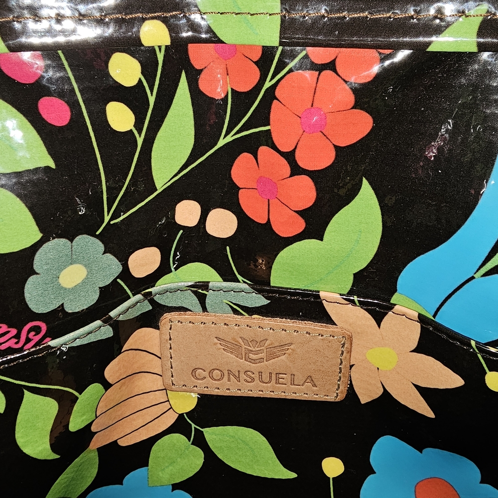 Consuela Floral Tote with Black and Multicolor Design